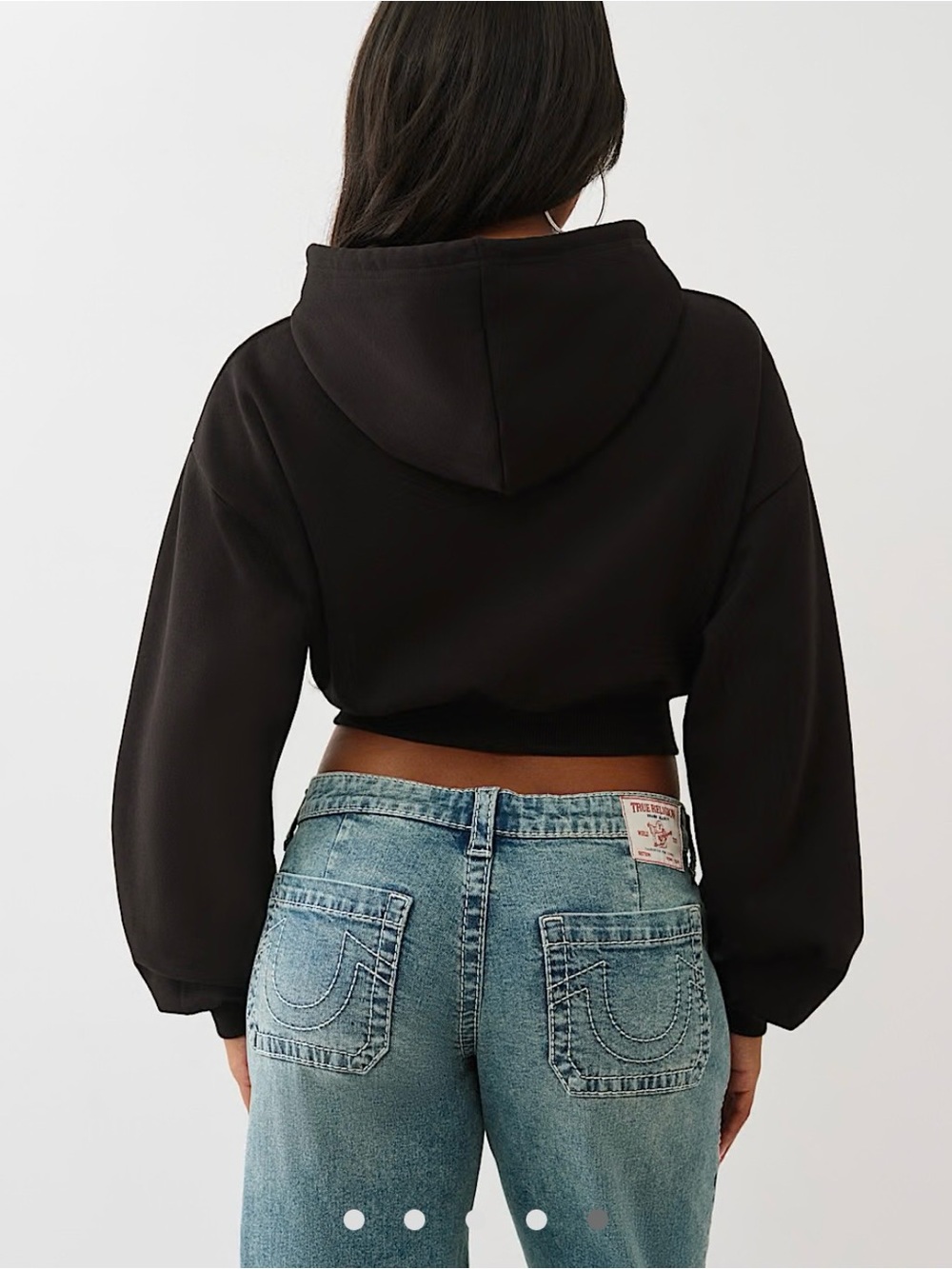 True Religion Black Rhinestone Logo Crewneck Hoodie - Picture 9 of 9